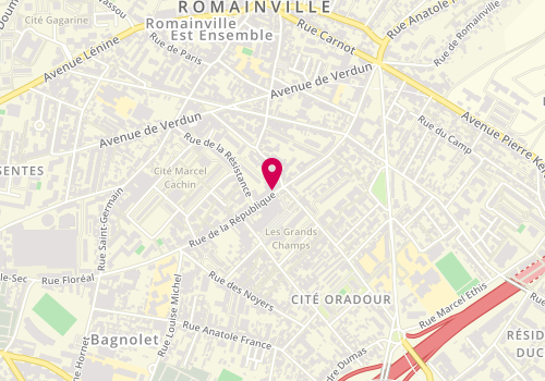 Plan de PREVOST Laurie, 94 Rue de la Republique, 93230 Romainville