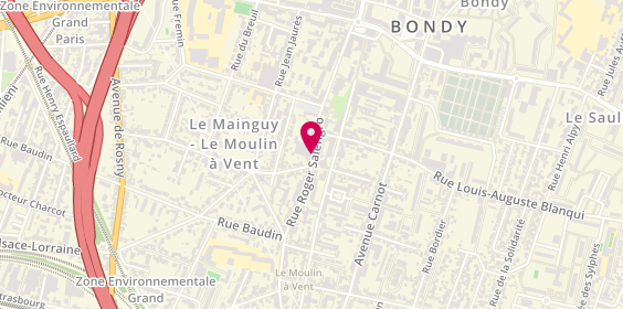 Plan de AOUNIT Béatrice, 62 Rue Roger Salengro, 93140 Bondy