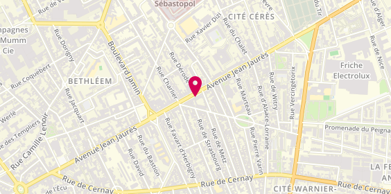 Plan de CARLIER Guilbert Céline, 156 Avenue Jean Jaures, 51100 Reims